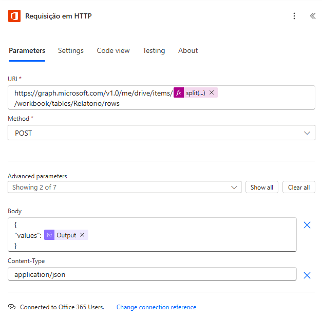 Inserção de dados via HTTP