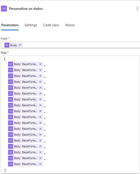 Personalização do formato de dados